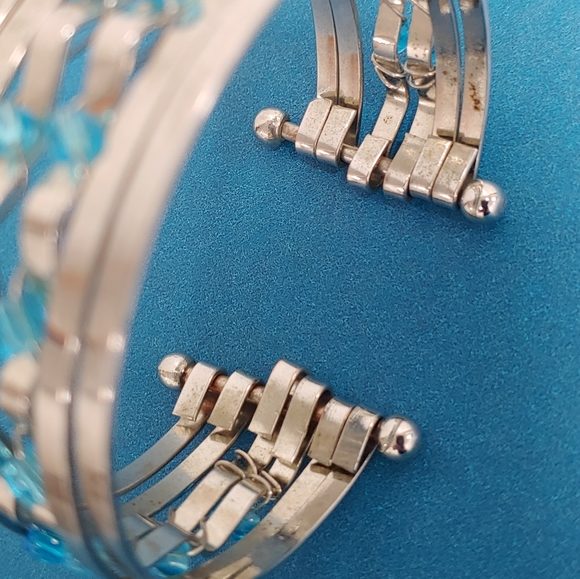 Silver Turquoise Multi-Row Cuff Bracelet - Picture 2 of 2